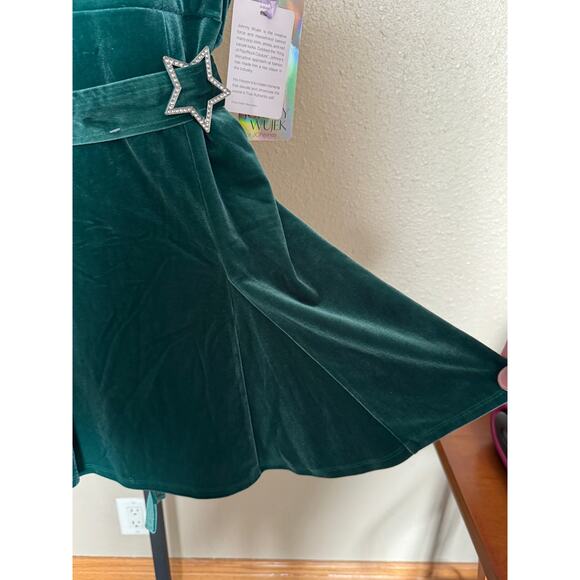 Johnny Wujek for JCPenney Green Velvet Star Belt Dress Juniors XL NWT - Picture 6 of 7
